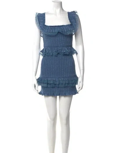 Pre-owned Tularosa Square Neckline Mini Dress In Blue