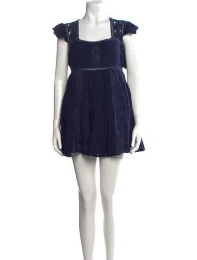 Pre-owned Tularosa Square Neckline Mini Dress In Blue