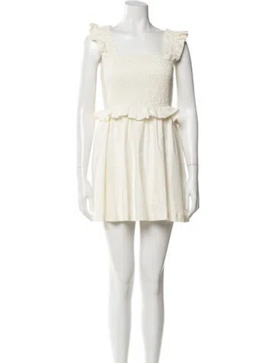 Pre-owned Tularosa Square Neckline Mini Dress In White