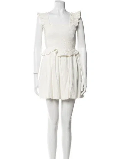 Pre-owned Tularosa Square Neckline Mini Dress In White