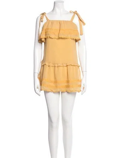 Pre-owned Tularosa Square Neckline Mini Dress In Yellow