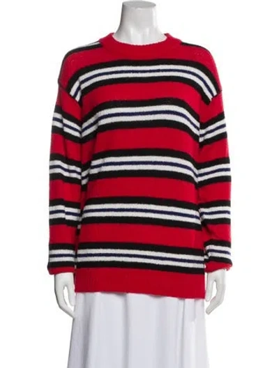 Pre-owned Tularosa Striped Crew Neck Sweater In Red