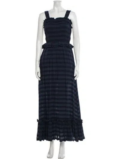 Pre-owned Tularosa Striped Long Dress In Blue