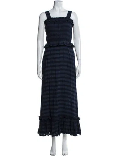 Pre-owned Tularosa Striped Long Dress In Blue
