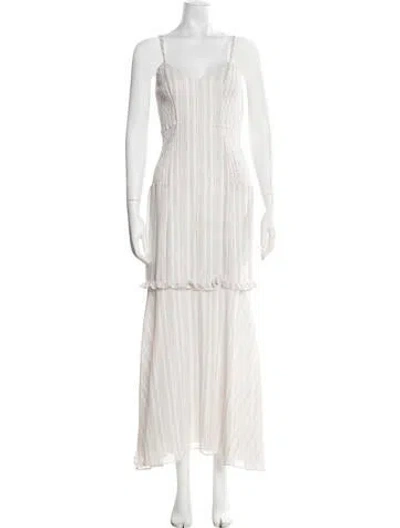 Pre-owned Tularosa Striped Long Dress In Neutrals