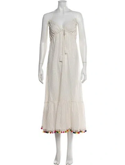 Pre-owned Tularosa Striped Midi Length Dress In Neutral