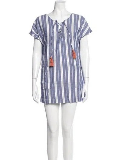 Pre-owned Tularosa Striped Mini Dress In Blue
