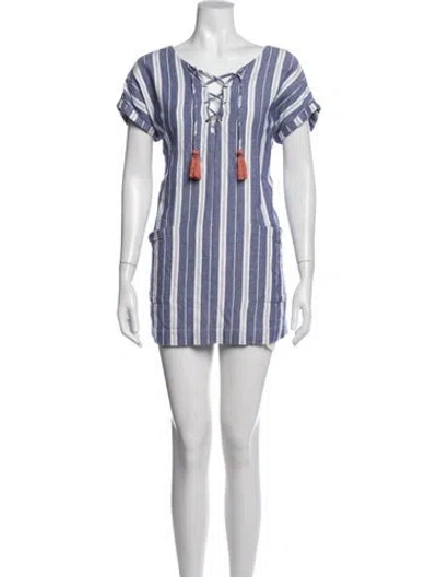 Pre-owned Tularosa Striped Mini Dress In Blue