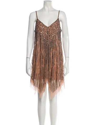 Pre-owned Tularosa Striped Mini Dress In Brown