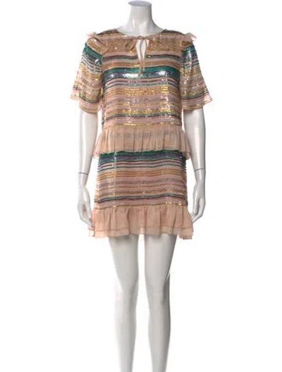 Pre-owned Tularosa Striped Mini Dress In Neutrals