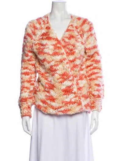 Pre-owned Tularosa Striped V-neck Sweater In Pink