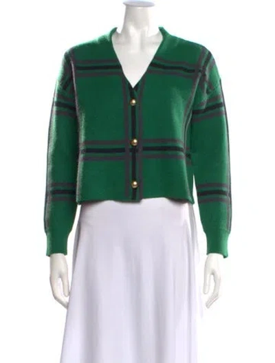 Pre-owned Tularosa Striped V-neck Sweater W/ Tags In Green