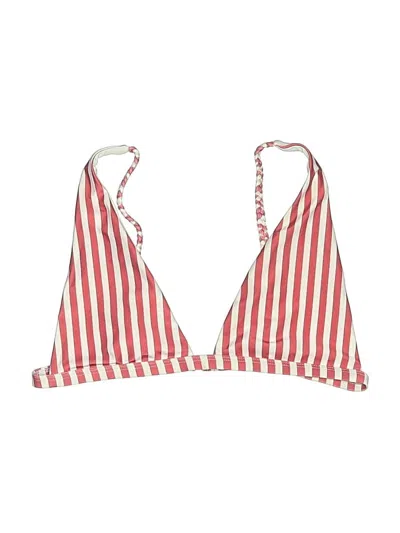 Pre-owned Tularosa Swimsuit Top Red Stripes Pattern Swimwear
