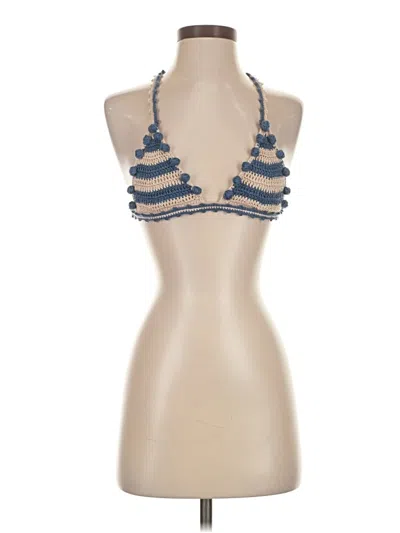 Pre-owned Tularosa Tank Top Blue Halter Neckline Tops