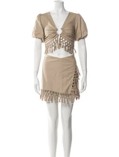 Pre-owned Tularosa Tassel Accents Skirt Set In Neutral