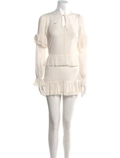 Pre-owned Tularosa Tie Neck Mini Dress In Neutral