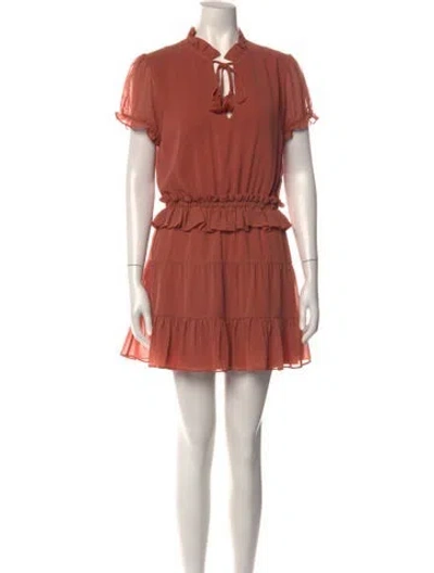 Pre-owned Tularosa Tie Neck Mini Dress In Orange