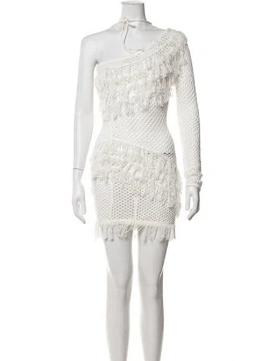Pre-owned Tularosa Tie Neck Mini Dress In White