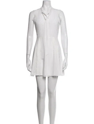 Pre-owned Tularosa Tie Neck Mini Dress In White