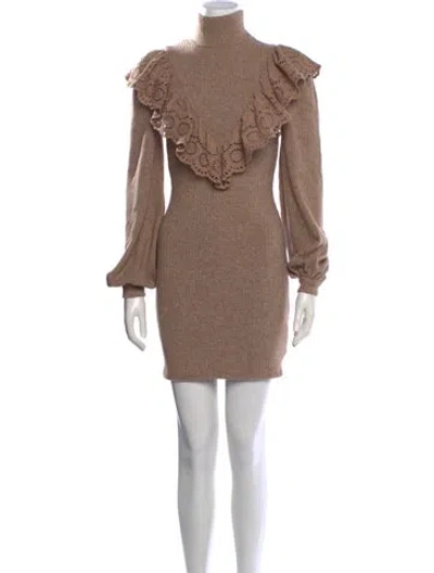 Pre-owned Tularosa Turtleneck Mini Dress In Brown