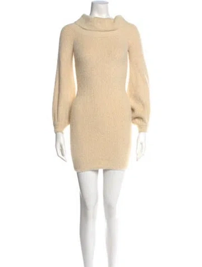 Pre-owned Tularosa Turtleneck Mini Dress In Neutral