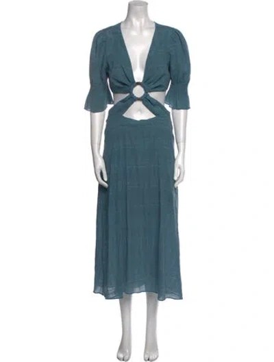 Pre-owned Tularosa V-neck Long Dress In Blue