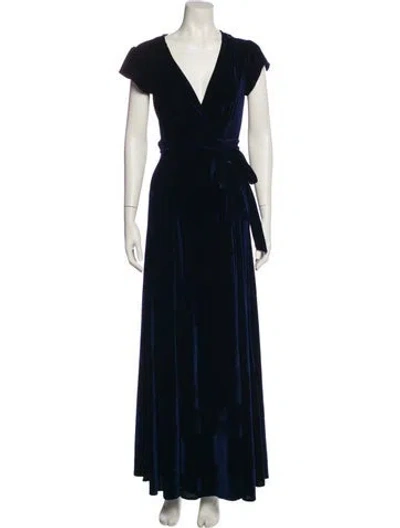 Pre-owned Tularosa V-neck Long Dress In Blue