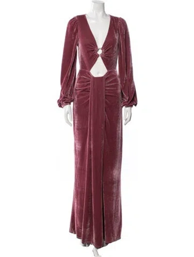 Pre-owned Tularosa V-neck Long Dress In Burgundy
