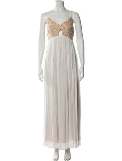 Pre-owned Tularosa V-neck Long Dress In Neutral