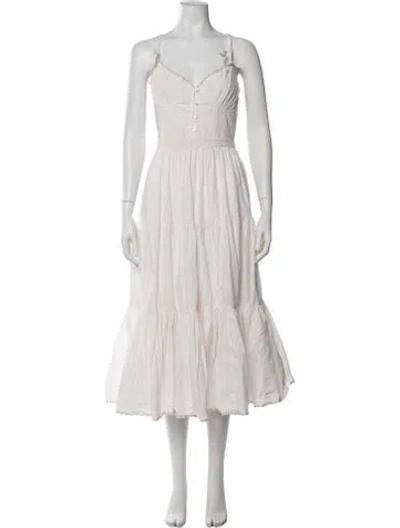 Pre-owned Tularosa V-neck Long Dress In Neutrals