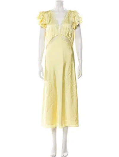 Pre-owned Tularosa V-neck Long Dress In Yellow