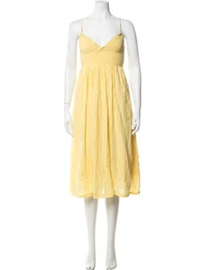 Pre-owned Tularosa V-neck Midi Length Dress In Yellow