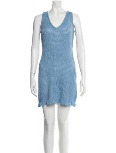 Pre-owned Tularosa V-neck Mini Dress In Blue