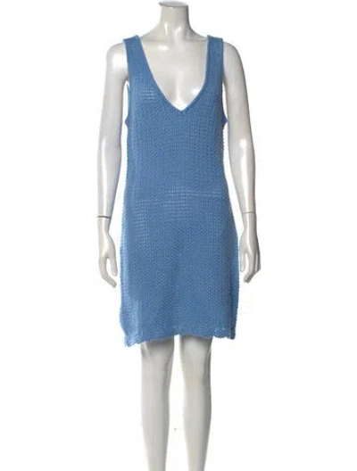 Pre-owned Tularosa V-neck Mini Dress In Blue