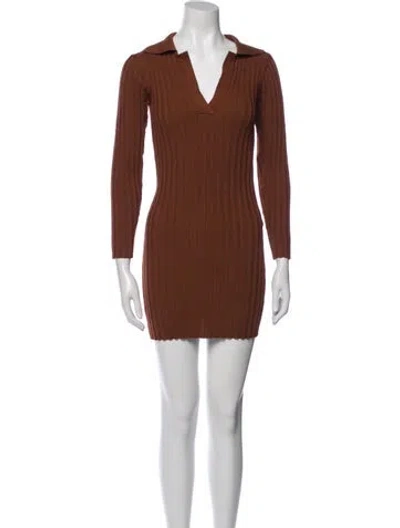 Pre-owned Tularosa V-neck Mini Dress In Brown