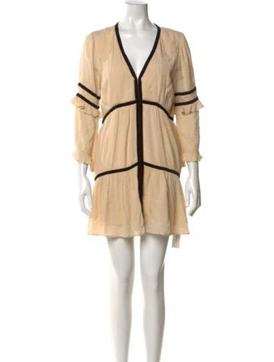 Pre-owned Tularosa V-neck Mini Dress In Neutral