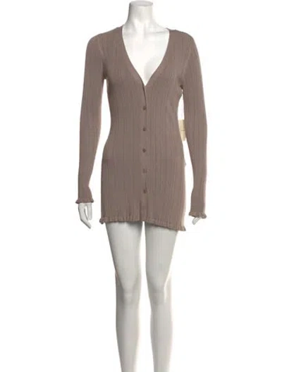 Pre-owned Tularosa V-neck Mini Dress In Neutrals