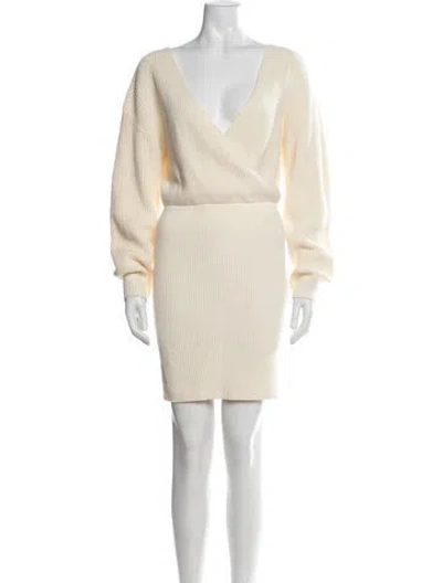 Pre-owned Tularosa V-neck Mini Dress In Neutrals