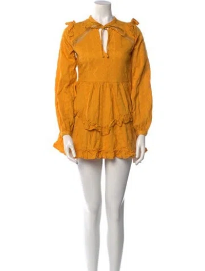 Pre-owned Tularosa V-neck Mini Dress In Yellow