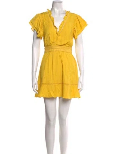 Pre-owned Tularosa V-neck Mini Dress In Yellow