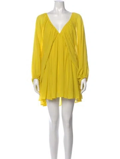 Pre-owned Tularosa V-neck Mini Dress In Yellow