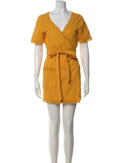 Pre-owned Tularosa V-neck Mini Dress In Yellow