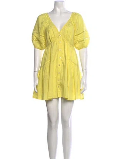 Pre-owned Tularosa V-neck Mini Dress In Yellow