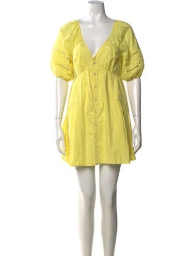 Pre-owned Tularosa V-neck Mini Dress In Yellow