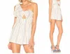Tularosa Zana Striped One Shoulder Cotton Metallic Romper In White Multi In Multi
