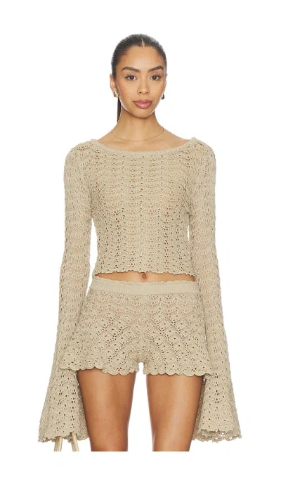 Tularosa Zaylee Boat Neck Open Stitch Sweater In Neutral