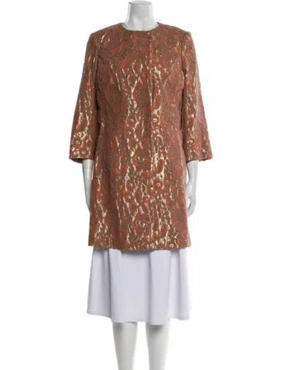 Pre-owned Tuleh Angora Printed Coat In Brown
