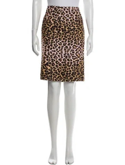 Pre-owned Tuleh Animal Print Midi Length Skirt In White