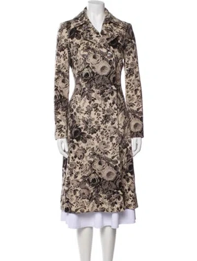Pre-owned Tuleh Floral Print Trench Coat In Neutral