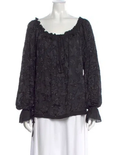 Pre-owned Tuleh Patterned Off-the-shoulder Blouse In Black